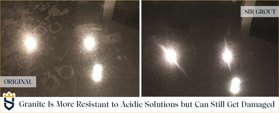 Before and After Picture of a Granite Countertop Sealing Service