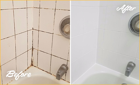 Before and After Picture of a Cotati Tub Caulked to Remove and Avoid Mold