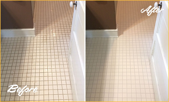 Before and After Picture of a Geyserville Bathroom Floor Sealed to Protect Against Liquids and Foot Traffic