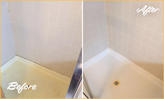 Before and After Picture of a Santa Rosa Shower Sealed to Remove and Protect Against Mold