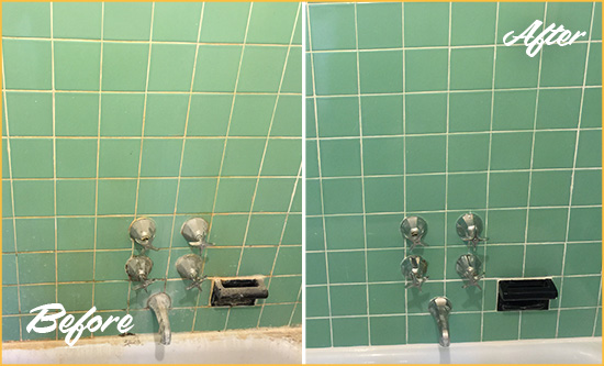 Before and After Picture of a Sebastopol Bath Tub Grout Sealed to Avoid Water Damage