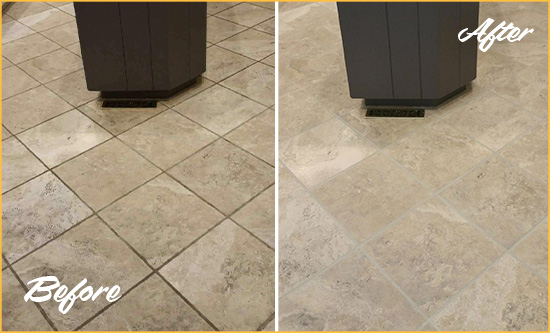 Before and After Picture of a Penngrove Kitchen Floor Grout Sealed to Remove Stains