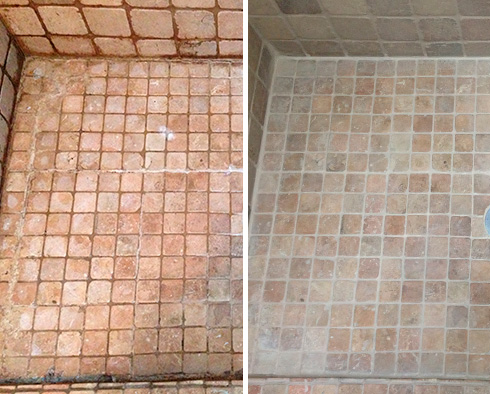 Shower Before and After a Grout Sealing in Santa Rosa, CA