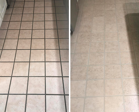 Floor Before and After a Grout Cleaning in Novato, CA