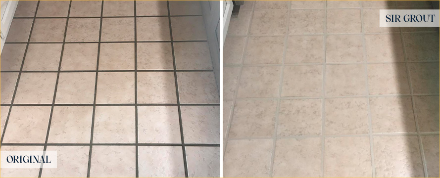 Floor Before and After a Perfect Grout Cleaning in Novato, CA