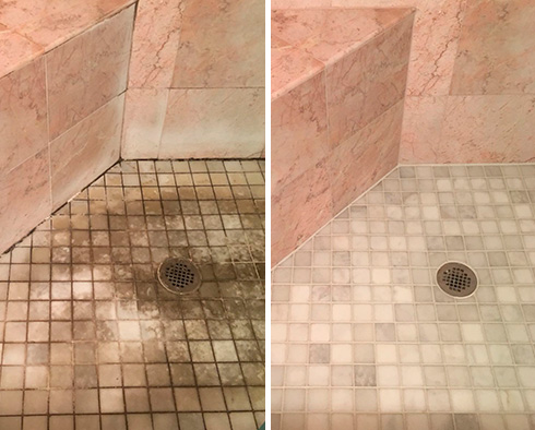 Shower Before and After a Tile Cleaning in Santa Rosa, CA