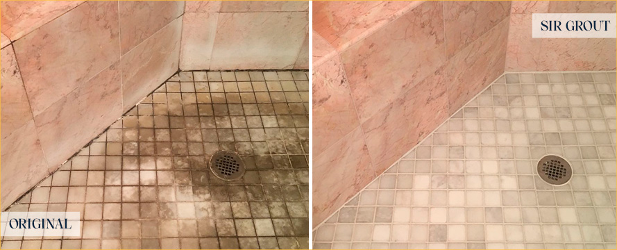 Shower Before and After a Flawless Tile Cleaning in Santa Rosa, CA