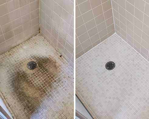 Shower Before and After a Tile Cleaning in Windsor, CA