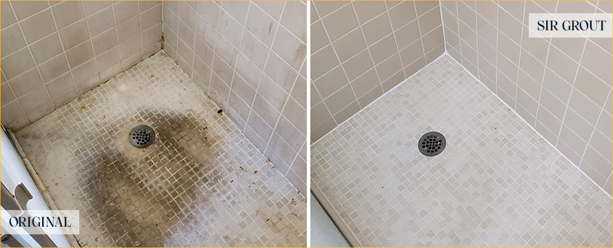 Shower Before and After a Flawless Tile Cleaning in Windsor, CA