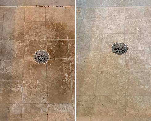 Shower Before and After a Tile Cleaning in Sonoma, CA