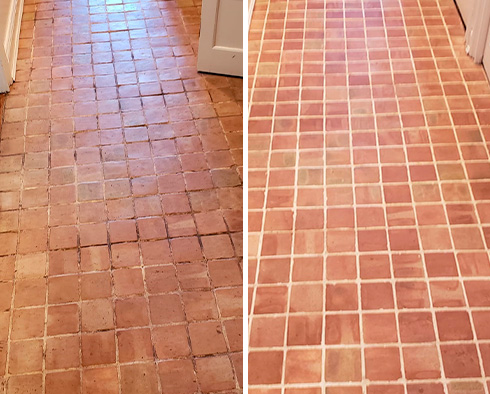 Floor Before and After a Grout Cleaning in Petaluma, CA