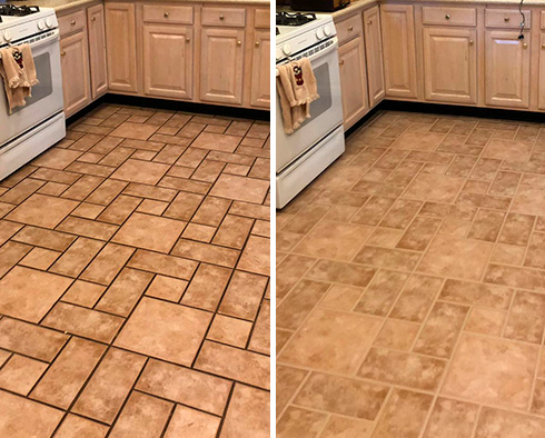 Floor Before and After a Grout Cleaning in Windsor, CA