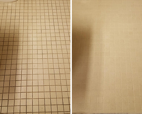 Floor Before and After a Grout Cleaning in Sonoma, CA