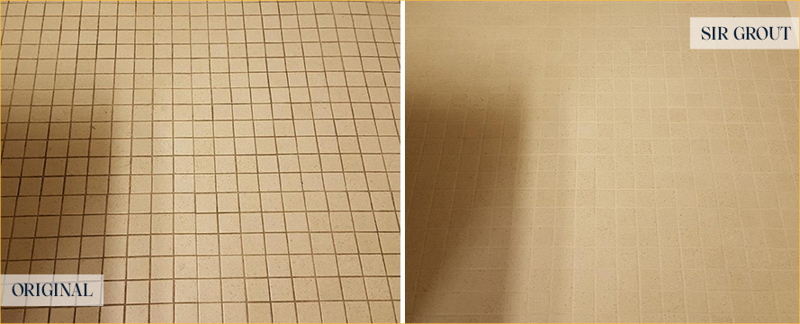 Bathroom Floor Before and After a Grout Cleaning in Sonoma, CA