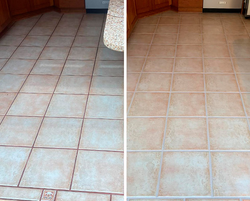 Floor Before and After a Grout Cleaning in Sonoma, CA