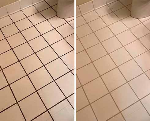 Floor Before and After a Grout Sealing in Sebastopol, CA