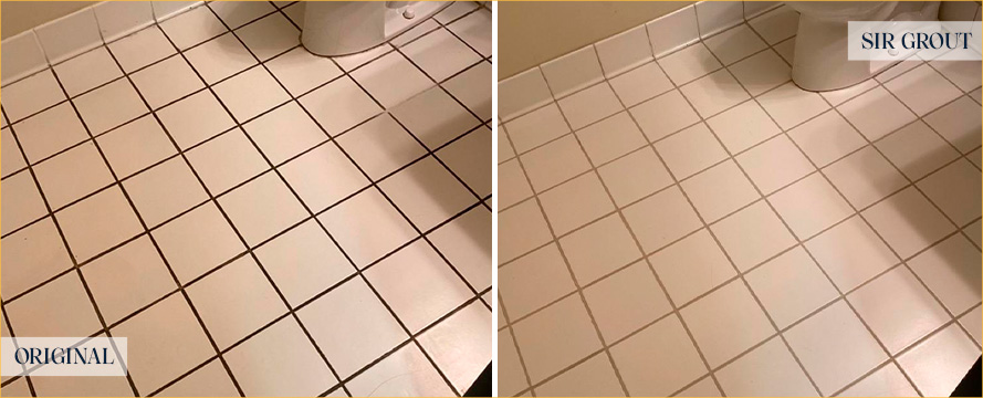 Bathroom Floor Before and After a Grout Sealing in Sebastopol, CA