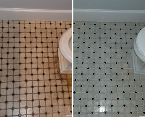 Floor Before and After a Grout Sealing in Cloverdale, CA