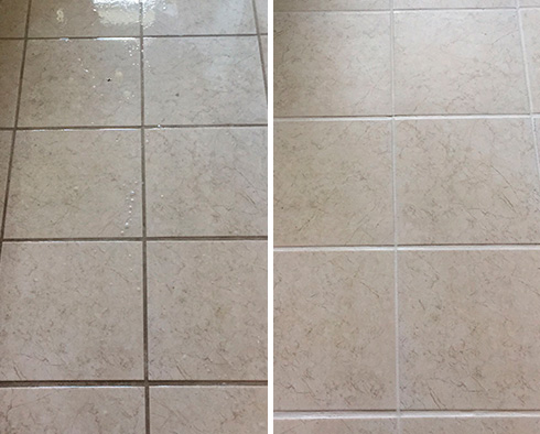 Floor Before and After a Grout Cleaning in Windsor, CA