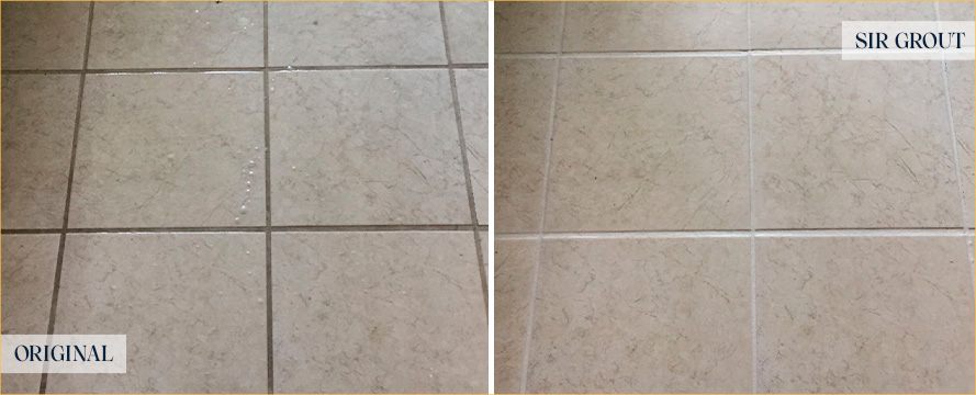 Floor Before and After a Flawless Grout Cleaning in Windsor, CA