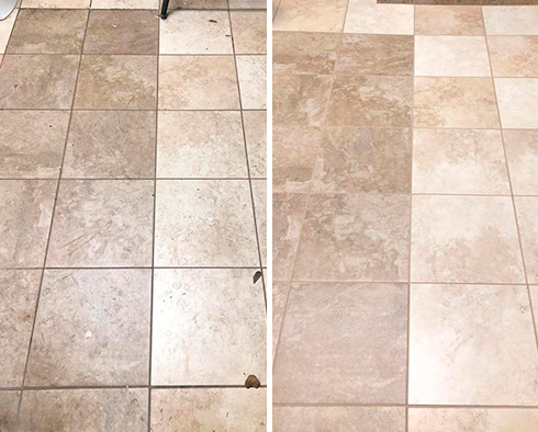 Floor Before and After a Grout Cleaning in Novato, CA